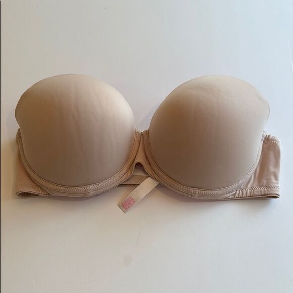 VICTORIA'S SECRET PINK NUDE TAN BEIGE STRAPLESS PUSH-UP BRA SIZE 36C - Picture 1 of 5